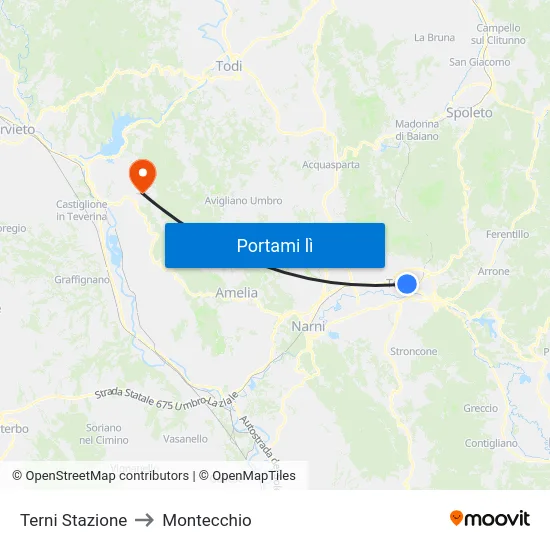 Terni Stazione to Montecchio map