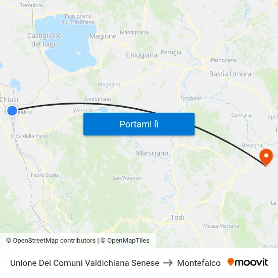 Unione Dei Comuni Valdichiana Senese to Montefalco map