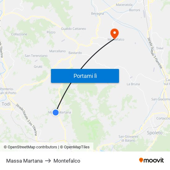 Massa Martana to Montefalco map