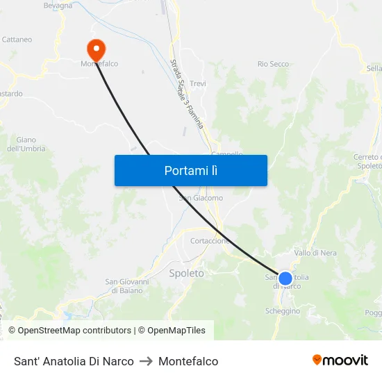 Sant' Anatolia Di Narco to Montefalco map