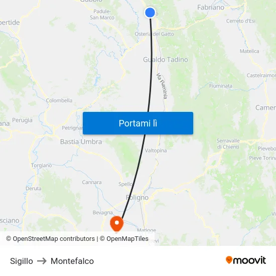 Sigillo to Montefalco map