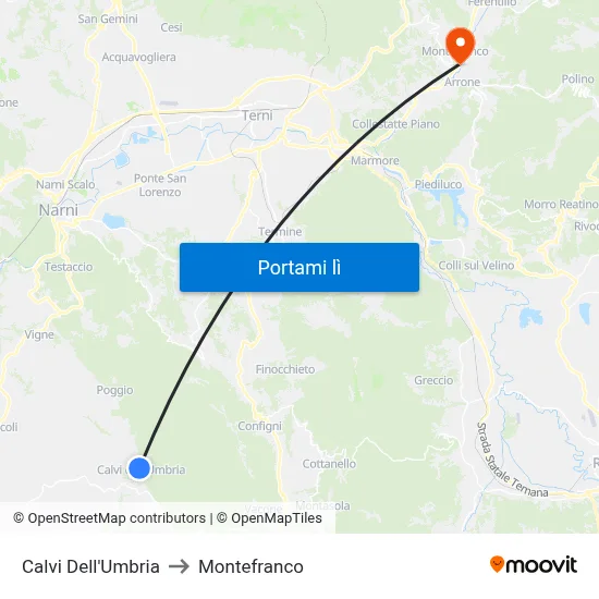 Calvi Dell'Umbria to Montefranco map