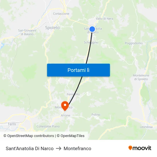 Sant'Anatolia Di Narco to Montefranco map