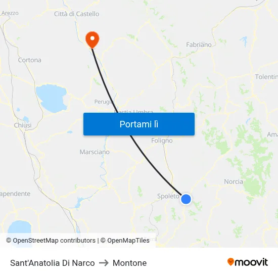 Sant'Anatolia Di Narco to Montone map