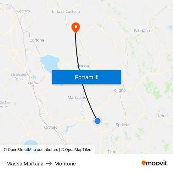 Massa Martana to Montone map