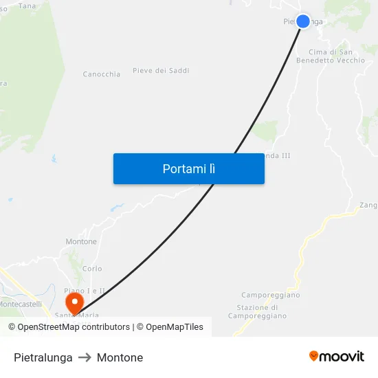 Pietralunga to Montone map