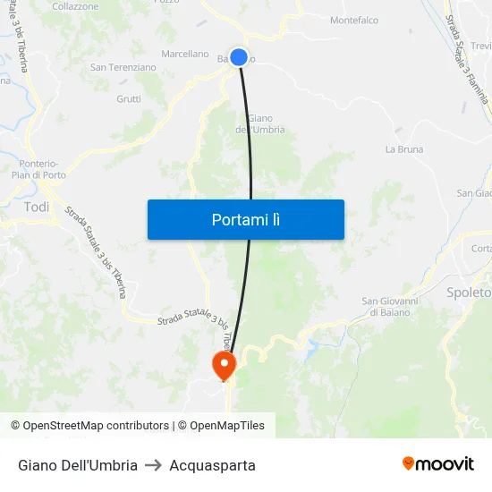 Giano Dell'Umbria to Acquasparta map