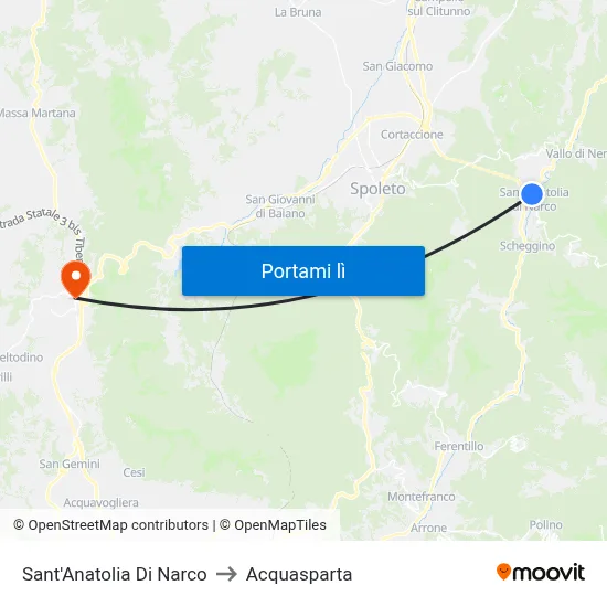 Sant'Anatolia Di Narco to Acquasparta map
