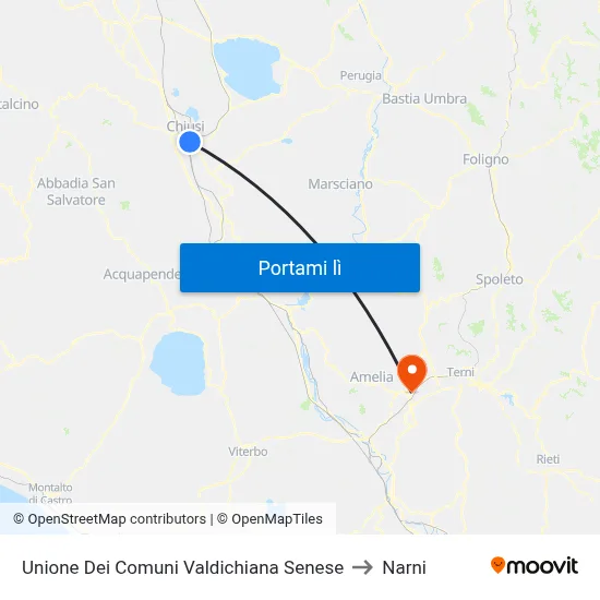 Unione Dei Comuni Valdichiana Senese to Narni map