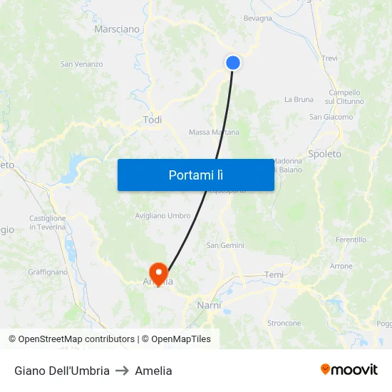 Giano Dell'Umbria to Amelia map