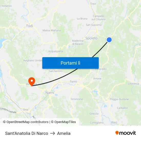 Sant'Anatolia Di Narco to Amelia map