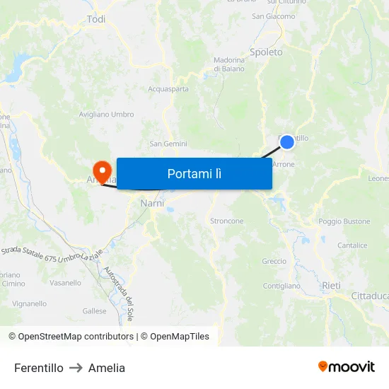 Ferentillo to Amelia map