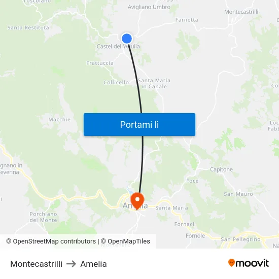 Montecastrilli to Amelia map