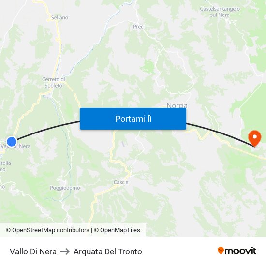 Vallo Di Nera to Arquata Del Tronto map