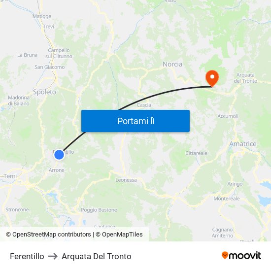 Ferentillo to Arquata Del Tronto map