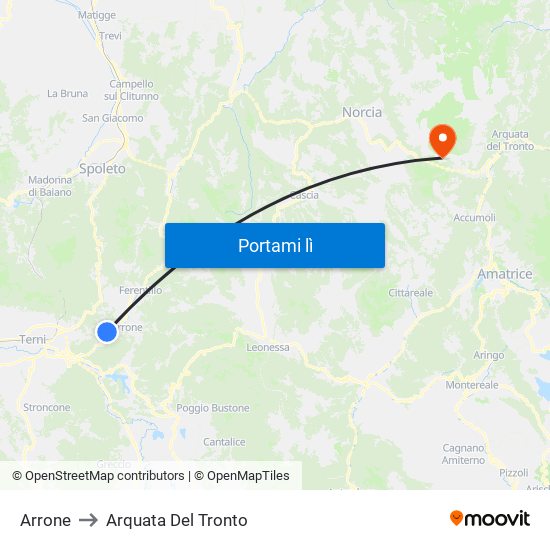 Arrone to Arquata Del Tronto map