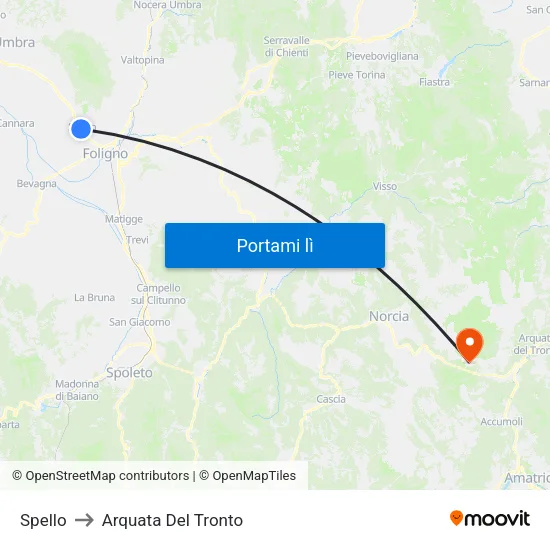 Spello to Arquata Del Tronto map