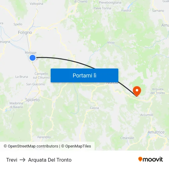Trevi to Arquata Del Tronto map