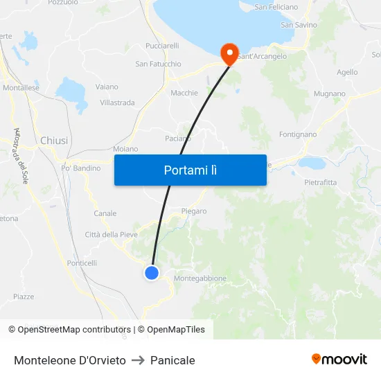 Monteleone D'Orvieto to Panicale map