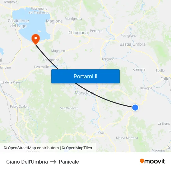 Giano Dell'Umbria to Panicale map