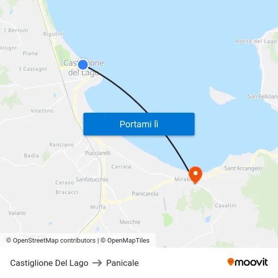 Castiglione Del Lago to Panicale map