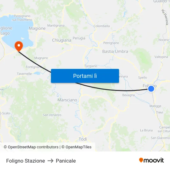 Foligno Stazione to Panicale map