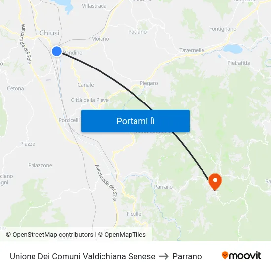 Unione Dei Comuni Valdichiana Senese to Parrano map