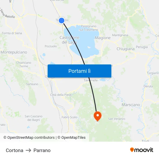 Cortona to Parrano map