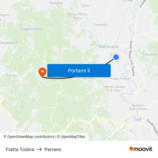 Fratta Todina to Parrano map
