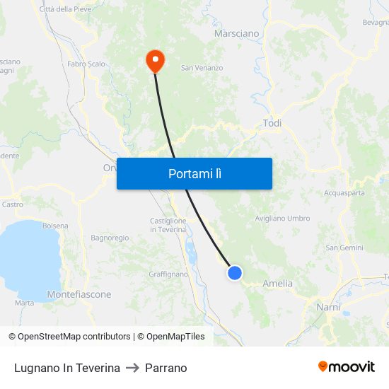 Lugnano In Teverina to Parrano map