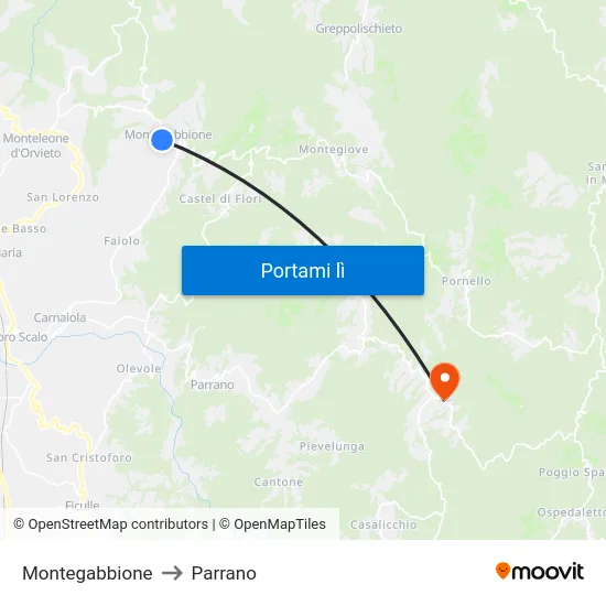 Montegabbione to Parrano map