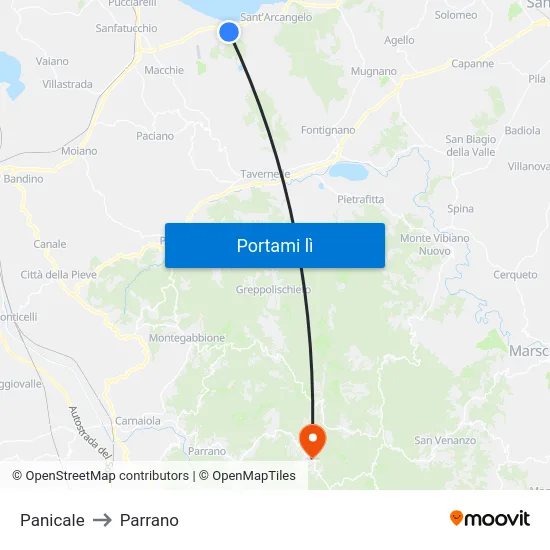 Panicale to Parrano map