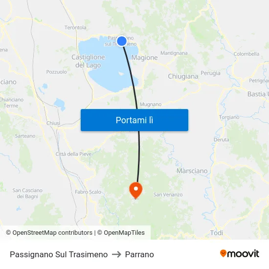 Passignano Sul Trasimeno to Parrano map