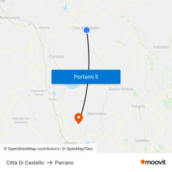 Città Di Castello to Parrano map