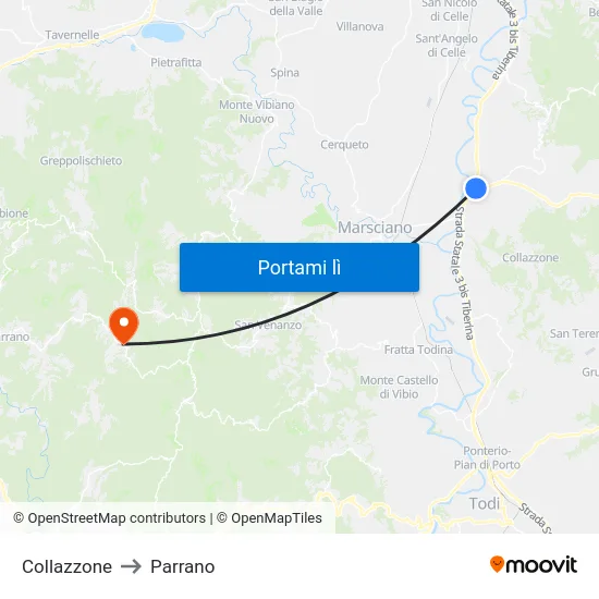 Collazzone to Parrano map