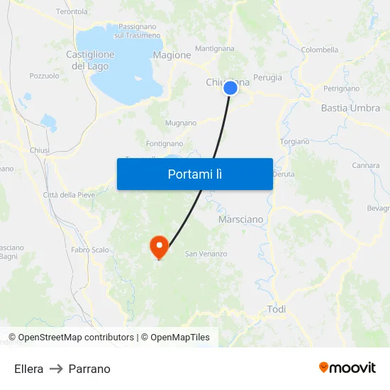 Ellera to Parrano map