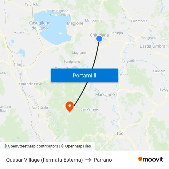 Quasar Village (Fermata Esterna) to Parrano map