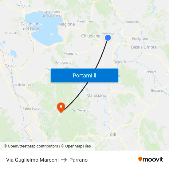 Via Guglielmo Marconi to Parrano map