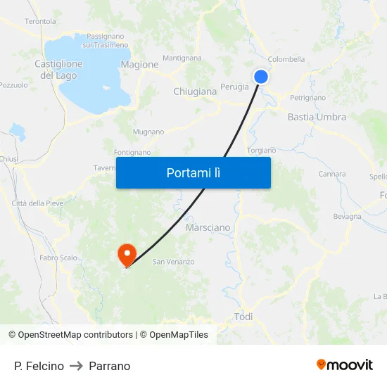 P. Felcino to Parrano map