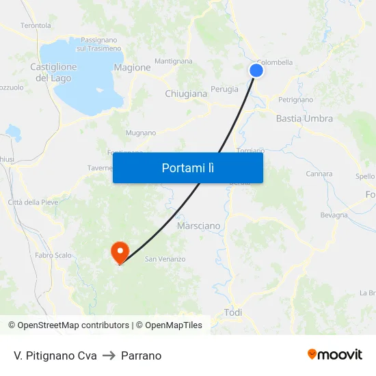 V. Pitignano Cva to Parrano map