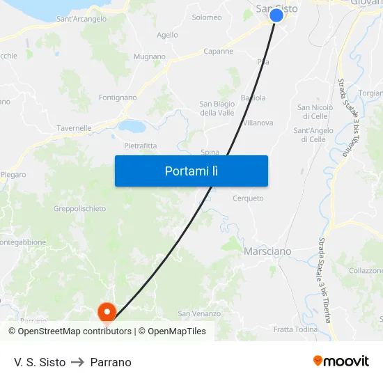 V. S. Sisto to Parrano map