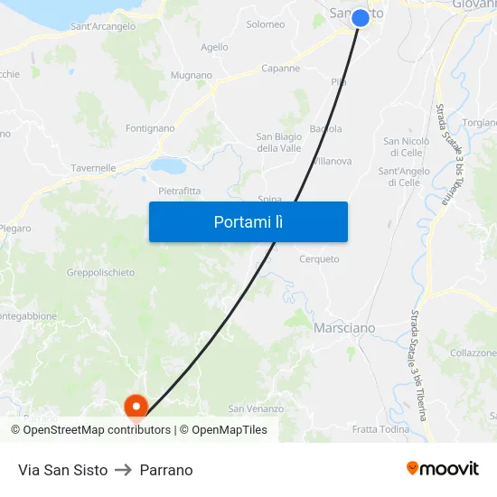 Via San Sisto to Parrano map