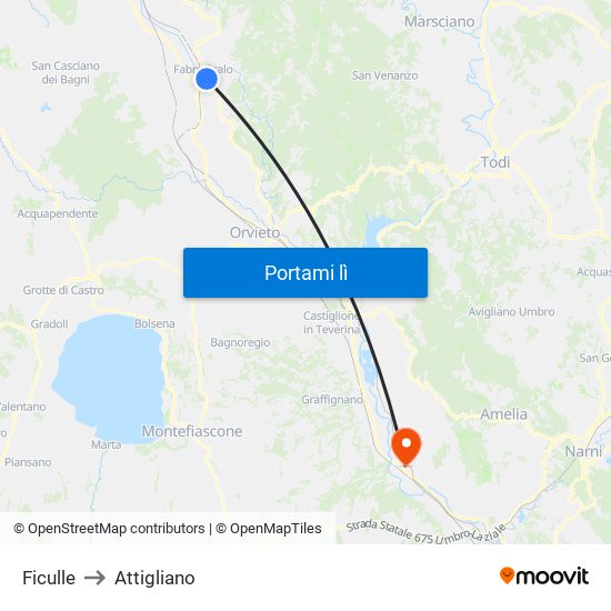 Ficulle to Attigliano map