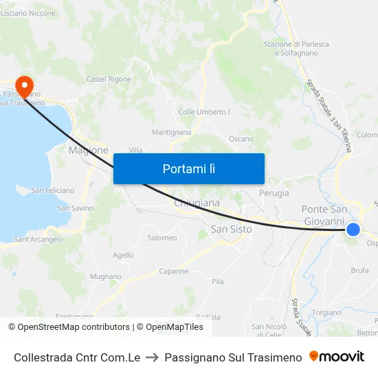 Collestrada Cntr Com.Le to Passignano Sul Trasimeno map