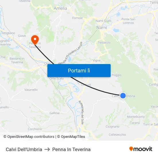 Calvi Dell'Umbria to Penna In Teverina map