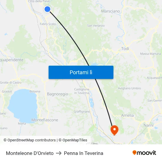 Monteleone D'Orvieto to Penna In Teverina map