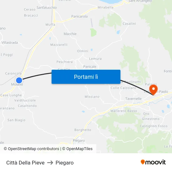 Città Della Pieve to Piegaro map