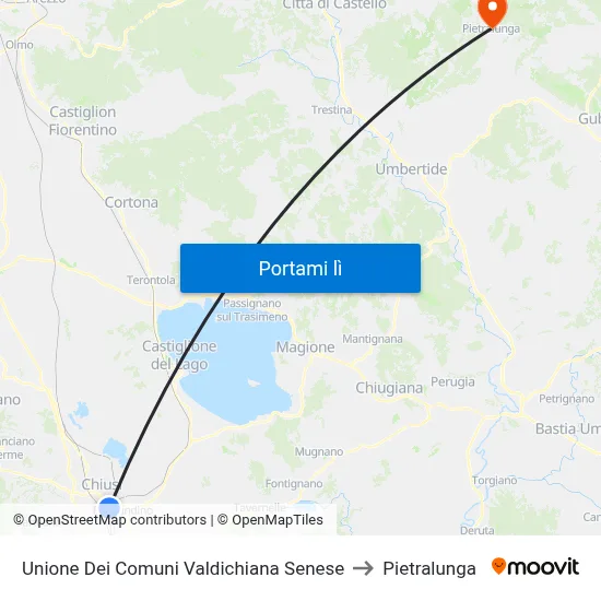 Unione Dei Comuni Valdichiana Senese to Pietralunga map