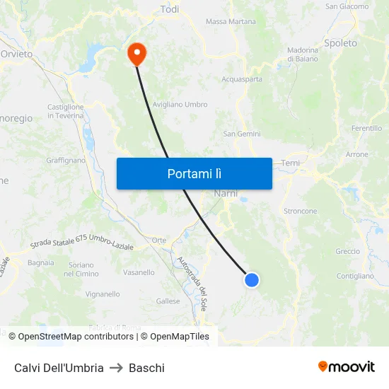 Calvi Dell'Umbria to Baschi map