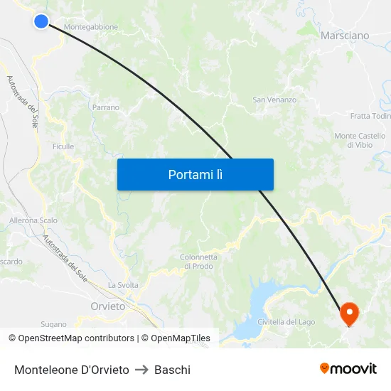 Monteleone D'Orvieto to Baschi map